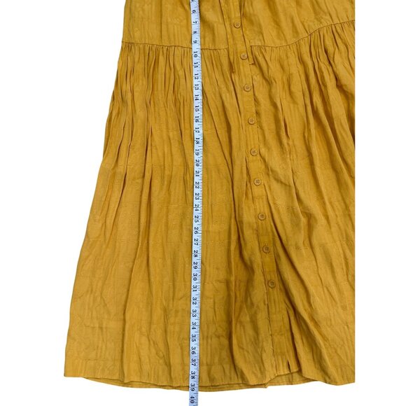 Maeve By Anthropologie Tiered Maxi Skirt Mustard Yellow Boho Womens Size L - Picture 4 of 7